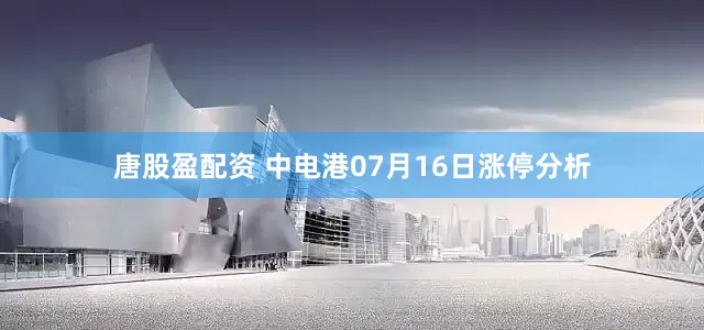 唐股盈配资 中电港07月16日涨停分析