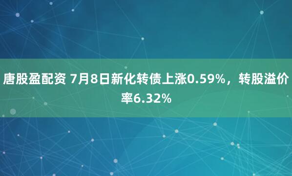 唐股盈配资 7月8日新化转债上涨0.59%，转股溢价率6.32%
